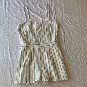 White and Black Striped romper